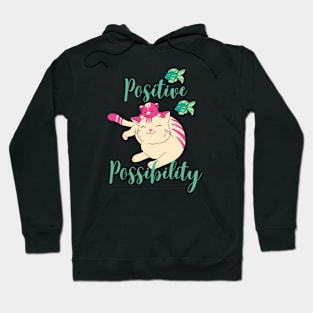 Happy cat with positive words (Print on Front and back ) Hoodie